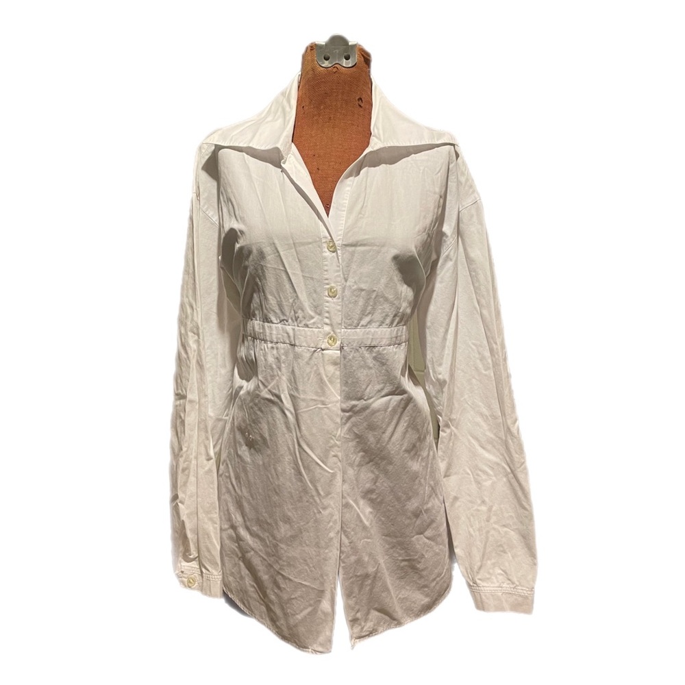 👚 Anne Fontaine White Cotton Top Blouse with Tie size 3